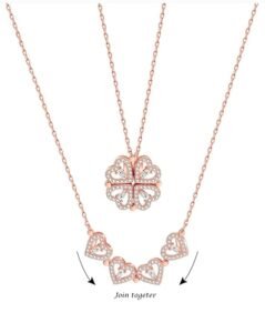 Multi Wearing Heart Necklace 4 Heart Magnetic Rose Gold Necklace Pendant Heart Toggle Necklace Diamond Women/Girls Accessories