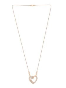 Gold Cubic Zirconia Contemporary Heart Chain For Women - Image 6