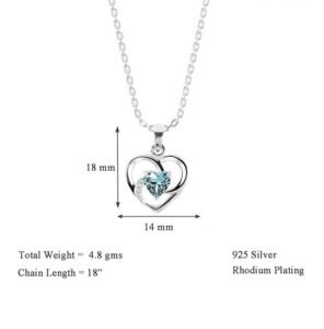 Sterling Silver Heart Pendant Necklace | With  Chain | Gift for Women and Girls - Image 2