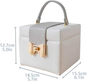 PU Leather Jewelry Box, 3 Layer Jewelry Storage Organizer Box, Mirrored Women Jewelry Storage Box Modern Travel Jewelry Box for Earring Necklace Display Case Cabinet, Lockable - Image 7