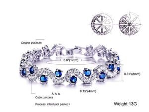 Royal Blue Crystal CZ Silver Plated Stylish Bracelet Gift for Girls Women - Image 6