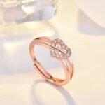Valentine Gift for Girlfriend Latest Stylish Rose Gold Plated Adjustable Solitaire Ring for Women and Girls - Image 5