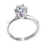 Silver Solitaire Rings for Women | Adjustable Contemporary Style | 92.5 Sterling Silver & Diamond Like Brilliance Sparkling Zirconia | Lovely Gift
