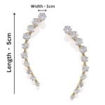 Gold Plated Contemporary American Diamond Embellished Delicate Light Weighted Ear Cuffs with Clip on Closure for Women and Girls (Pack of 1) - Image 2