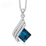 Angel Wings Platinum Plated Crystal Pendant Necklace Jewellery Set Gifts for Women and Girls (Blue) - Image 5
