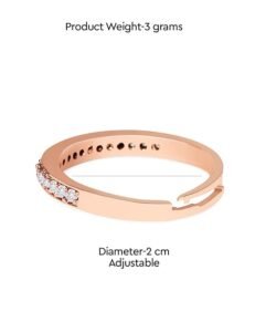 Rose Gold Cubic Zirconia Contemporary Brass Sleek Adjustable Ring For Women - Image 3