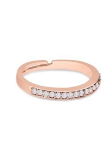 Rose Gold Cubic Zirconia Contemporary Brass Sleek Adjustable Ring For Women - Image 5