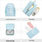 7pcs Set Travel Organizer Packing Cubes Lightweight Travel Luggage Organizers with Laundry Bag or Toiletry Bag Laundry Organiser (7 PCS, Light Blue, Polyester) - Image 4