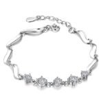 Stylish Crystal Platinum Silver Plated Charm Bracelet for Women (Silver) - Image 5