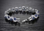 Royal Blue Crystal CZ Silver Plated Stylish Bracelet Gift for Girls Women - Image 2