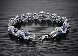 Royal Blue Crystal CZ Silver Plated Stylish Bracelet Gift for Girls Women - Image 2