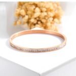 18K Gold Plated Stainless Steel Openable Crystal Bracelet | Latest Stylish Cuff Bangle | Love Friendship Couples Gifts for Women Girls Mother Sister Wife Girlfriend - Image 6