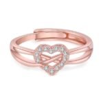 Valentine Gift for Girlfriend Latest Stylish Rose Gold Plated Adjustable Solitaire Ring for Women and Girls