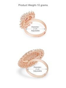Set of 2 Rose Gold Cubic Zirconia Contemporary Adjustable Finger Rings For Women - Image 2