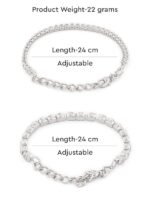 Set of 2 Silver Tone Contemporary Cubic Zirconia Brass Tennis Bracelets For Women - Image 4