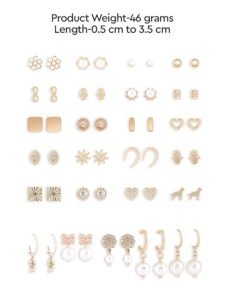 Set of 25 Gold Tone Contemporary Studs & Drop Earrings For Women - Image 3