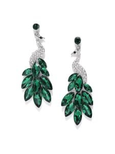 Swiss Zircon Peacock Earings Fashion Earrings for Girls and WomenColor: Green Material: Silver Plated It is advisable to store jewellery in a zip lock pouch (air tight pouch), keep away from water perfume and other chemicals and clean it with dry and soft cloth Aaa swiss zircon stud Lead and nickel free as per international standards Hi quality plating for long lasting finish - Image 4