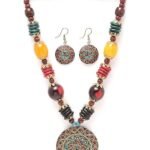Fashion Latest Stylish Traditional Tibetan Pendant Necklace Jewellery Set for Women