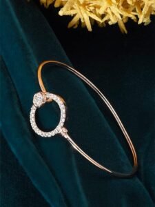 Rose Gold Cubic Zirconia Contemporary Bangle Style Brass Kada For Women - Image 6