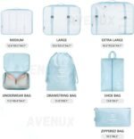 7pcs Set Travel Organizer Packing Cubes Lightweight Travel Luggage Organizers with Laundry Bag or Toiletry Bag Laundry Organiser (7 PCS, Light Blue, Polyester) - Image 7