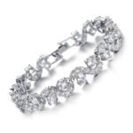 White Silver Plated Cubic Zirconia Stylish AAA Crystal Charm Bracelet for Women - Image 4