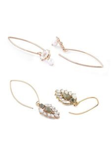 Set Of 2 White Tiny Enamel Flower Contemporary Drop Earring For Women - Image 3