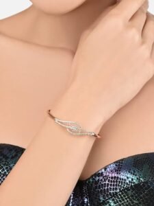 Set of 2 Rose Gold Cubic Zirconia Contemporary Brass Kada Bracelets For Women - Image 4