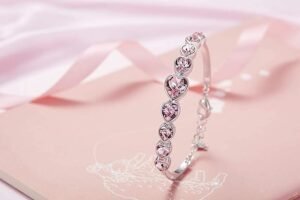 Bracelet for Women and Girls | Fashion Multicolor Crystal Bracelets for Women and Girls | Heart Shaped Silver Toned Bracelet | Birthday Gift for Girls and Women - Image 3