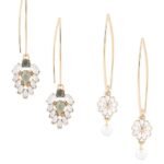 Set Of 2 White Tiny Enamel Flower Contemporary Drop Earring For Women