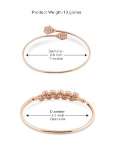 Set of 2 Rose Gold Contemporary Cubic Zirconia Brass Kada Style Bracelet For Women - Image 3