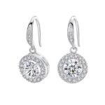 Earrings for Women & Girls | Fashion White Crystal and Pearl Drop Earring | Silver Tone Round Shaped Drop Earrings | Accessories Jewellery | Birthday & Anniversary Gift