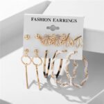 6 Pairs Combo Latest Stylish Design Metal Earrings for Women and Girls, Golden, 1 - Image 3
