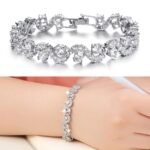 White Silver Plated Cubic Zirconia Stylish AAA Crystal Charm Bracelet for Women - Image 3