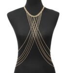 Harness Body Chain Bra Crossover Sexy Body Jewelry Bikini Chains Necklace for Women and Girls (Gold)