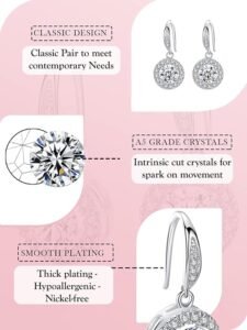 Earrings for Women & Girls | Fashion White Crystal and Pearl Drop Earring | Silver Tone Round Shaped Drop Earrings | Accessories Jewellery | Birthday & Anniversary Gift - Image 6