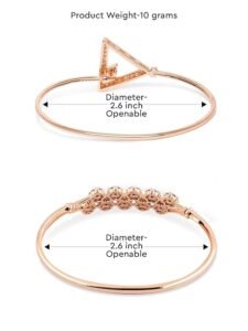 Set of 2 Rose Gold Contemporary Cubic Zirconia Brass Kada Style Bracelet For Women - Image 3