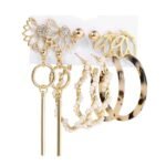 6 Pairs Combo Latest Stylish Design Metal Earrings for Women and Girls, Golden, 1