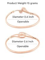 Set of 2 Rose Gold Cubic Zirconia Contemporary Brass Kada Bracelets For Women - Image 2