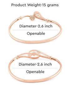 Set of 2 Rose Gold Cubic Zirconia Contemporary Brass Kada Bracelets For Women - Image 2