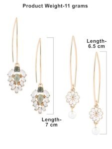 Set Of 2 White Tiny Enamel Flower Contemporary Drop Earring For Women - Image 2