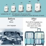7pcs Set Travel Organizer Packing Cubes Lightweight Travel Luggage Organizers with Laundry Bag or Toiletry Bag Laundry Organiser (7 PCS, Light Blue, Polyester) - Image 3