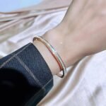 18K Gold Plated Stainless Steel Openable Crystal Bracelet | Latest Stylish Cuff Bangle | Love Friendship Couples Gifts for Women Girls Mother Sister Wife Girlfriend - Image 4