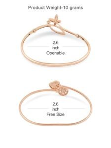 2 Rose Gold Contemporary Cubic Zirconia Brass Kada Style Bracelet For Women - Image 2