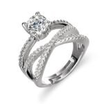 Silver Plated American Diamond Studded Cross Design Solitaire Adjustable Finger Ring