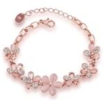Latest 18k Rose Gold Stylish Bracelet Earrings Combo Jewellery For Women and Girls