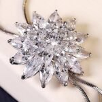 Jewellery Crystal Flower Long Chain Stylish Pendant Necklace for Women and Girls - Image 2