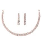 Jewellery Set Classic Style AD/American Diamond Studded Rose Gold Plated Handcrafted Circle Necklace Set for Women & Girls