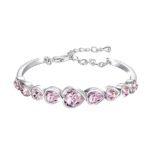 Bracelet for Women and Girls | Fashion Multicolor Crystal Bracelets for Women and Girls | Heart Shaped Silver Toned Bracelet | Birthday Gift for Girls and Women
