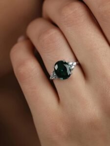 925 Sterling Silver Oval stone Ring with Adjustable Band | Gift for Women Wife Girls - Image 2