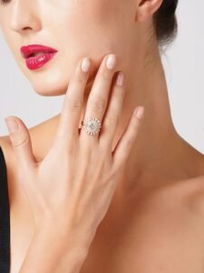 Set of 2 Rose Gold Cubic Zirconia Contemporary Adjustable Finger Rings For Women - Image 4